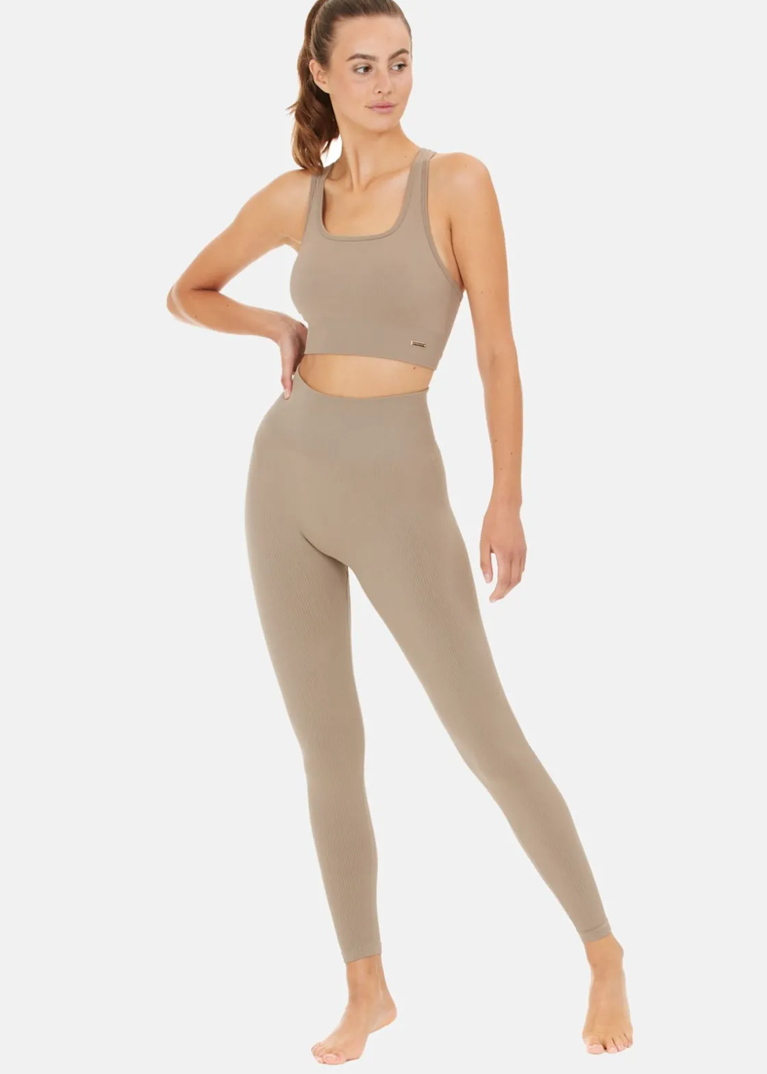 Clearance Athlecia Aideny W Seamless Rib Bra Desert Taupe