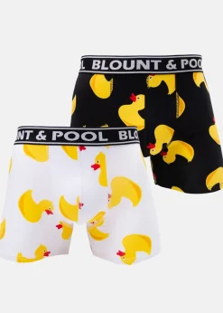 Blount & Pool Boxer Shorts Yellow Duck 2-pac Black/White