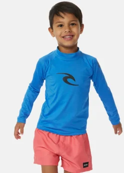 Hot Rip Curl BRAND WAVE UPF L/S-BOY BLUE GUM