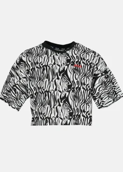 Discount Fila BRUGY AOP wide cropped tee Bright White Abstract Zebra AOP
