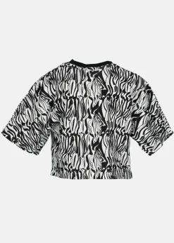 Discount Fila BRUGY AOP wide cropped tee Bright White Abstract Zebra AOP