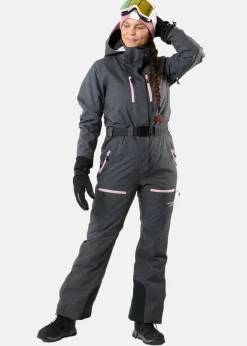 New Swedemount Cervinia Skisuit Long W Charcoal Melange/Light Pink
