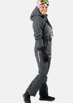 New Swedemount Cervinia Skisuit Long W Charcoal Melange/Light Pink