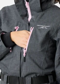 New Swedemount Cervinia Skisuit Long W Charcoal Melange/Light Pink