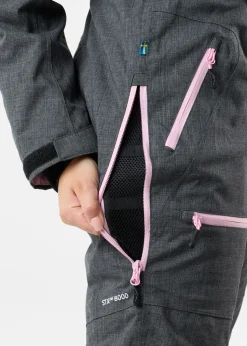 New Swedemount Cervinia Skisuit Long W Charcoal Melange/Light Pink
