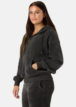Clearance Swedemount Chenille Lounge Full Zip Hoodie W Charcoal
