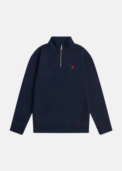Best US Polo Kids DHM LB 1/4 ZIP Dark Sapphire Navy / Haute Red DHM
