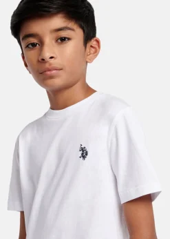 Discount US Polo Kids DHM TSHIRT White / Dark Sapphire Navy DHM