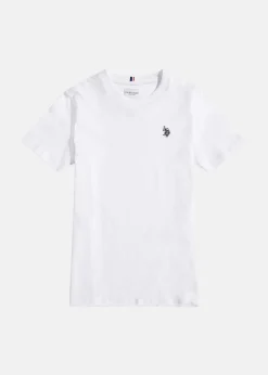 Discount US Polo Kids DHM TSHIRT White / Dark Sapphire Navy DHM