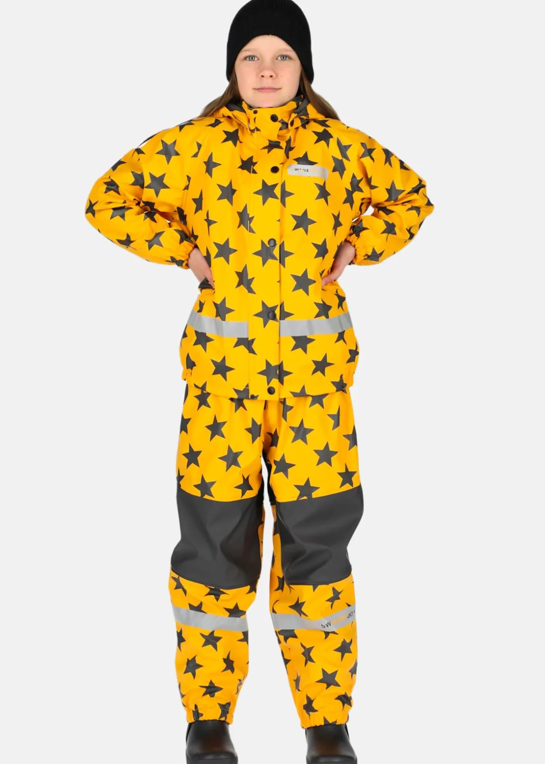 Sale Swedemount Drop Fleece Rain Set JR Mustard Yellow/Charcoal