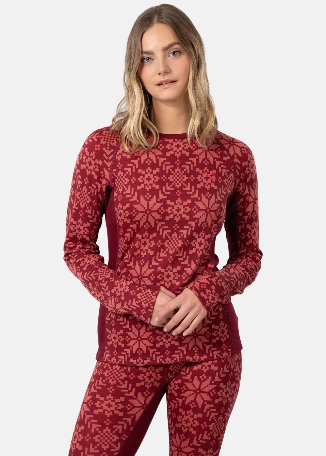 New Kari Traa EDITH LONG SLEEVE BURGUNDY RED