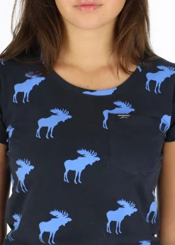 Hot Swedemount Elk Tee W Navy/Blue