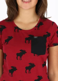 Clearance Swedemount Elk Tee W Burgundy/Black