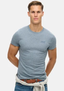 Clearance Superdry ESSENTIAL LOGO EMB TEE Bay Blue Marl
