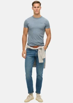 Clearance Superdry ESSENTIAL LOGO EMB TEE Bay Blue Marl