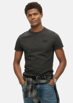 Clearance Superdry ESSENTIAL LOGO EMB TEE Raven Black Marl