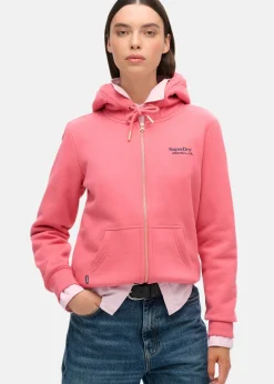 Best Superdry Essential Logo Zip Hoodie Camping Pink