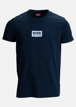 Huski Wear Flock Print Tee Navy Blue