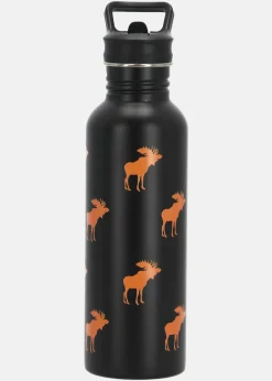 Clearance Swedemount Forest Drink Bottle 750 Black AOP Elk