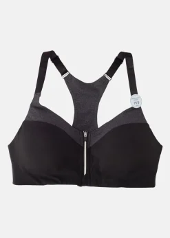 Discount Casall Front Zip Sports Bra Dk grey melange