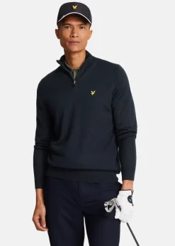 New Lyle&scott Golf Quarter Zip Merino Jumper Dark Navy