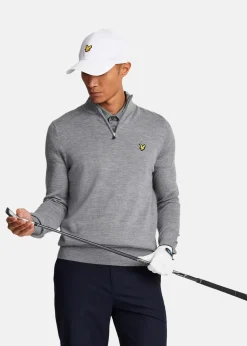 Online Lyle&scott Golf Quarter Zip Merino Jumper Mid Grey Marl