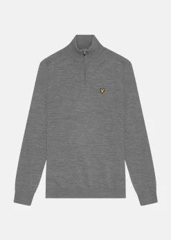 Online Lyle&scott Golf Quarter Zip Merino Jumper Mid Grey Marl