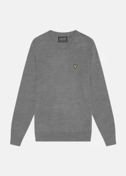 Outlet Lyle&scott Golf V Neck Pullover Mid Grey Marl
