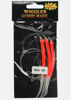 Outlet Wiggler Gummi Makk Rigged #4/0 Röd/Lys