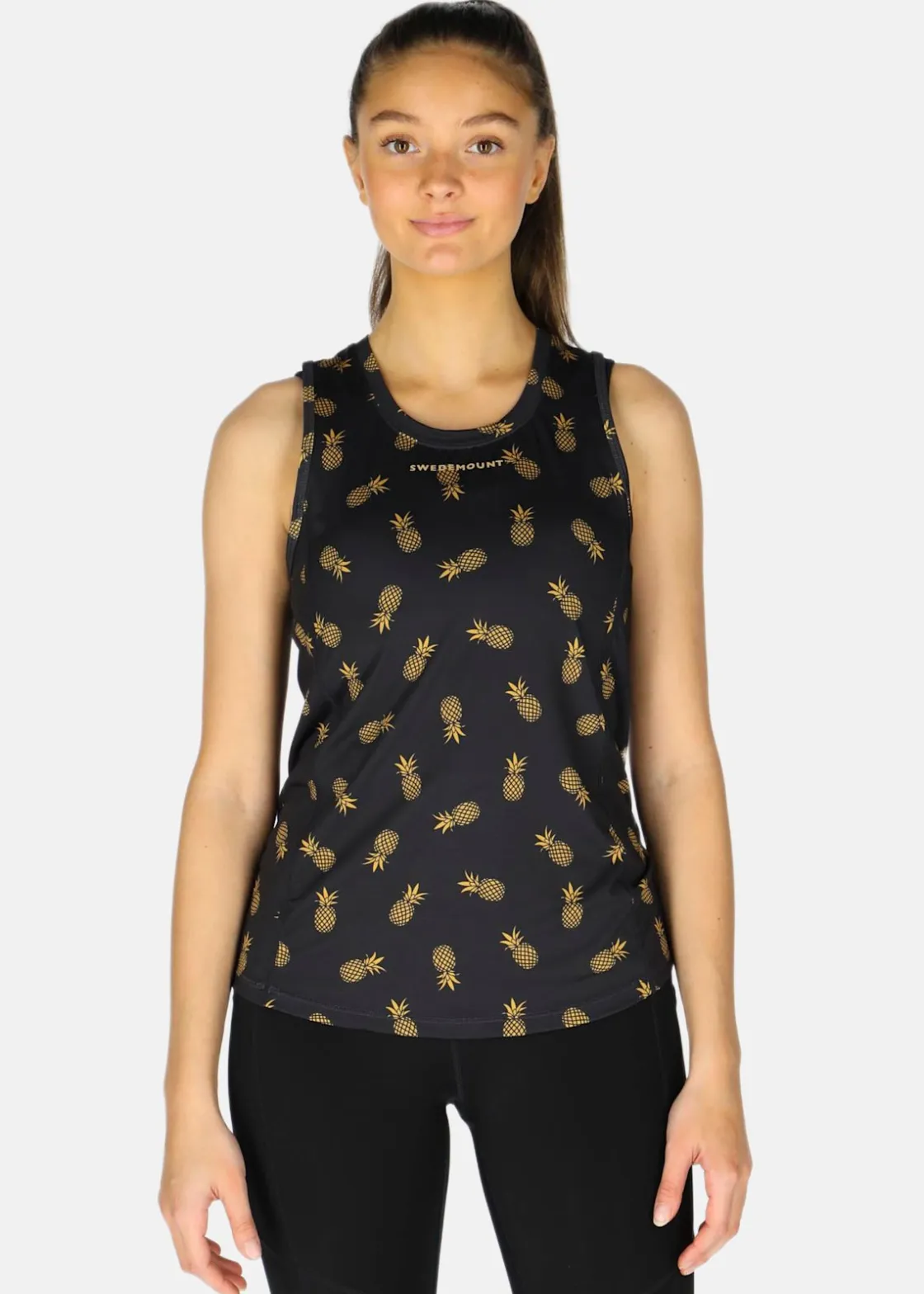 New Swedemount Gym Singlet W Black Golden Pineapple