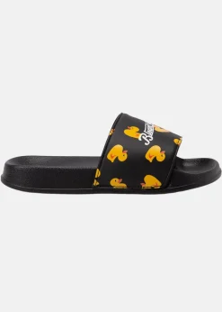 Hot Blount & Pool Hawaii Slippers JR Black Yellow Duck
