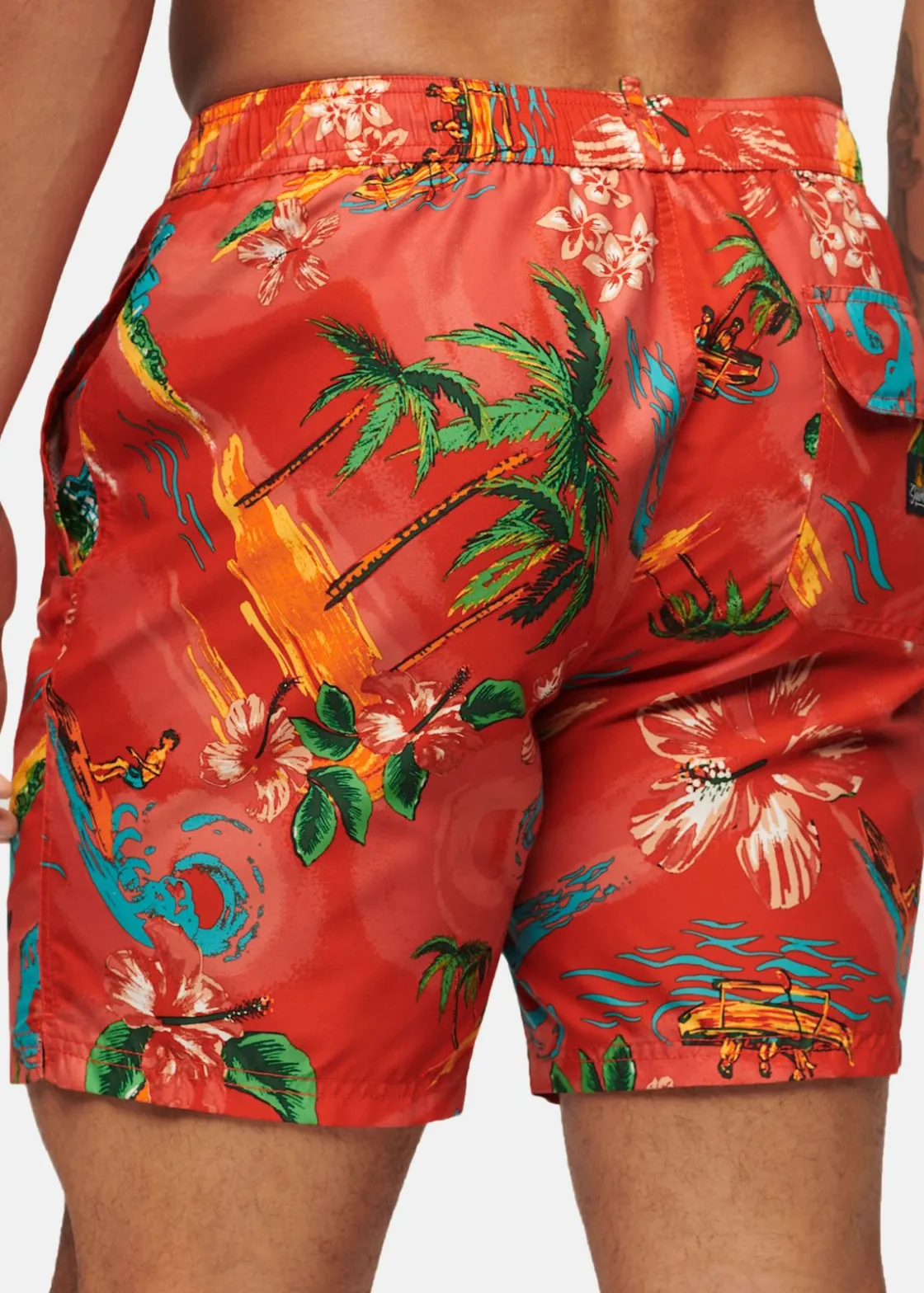 Superdry HAWAIIAN PRINT 17" SWIM SHORT Waikiki Red