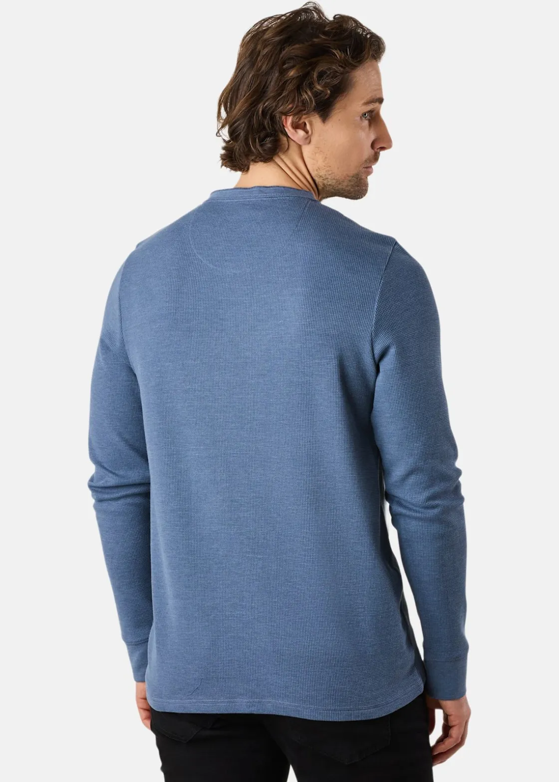 Discount Denim Factory Henley Shirt Denim Blue
