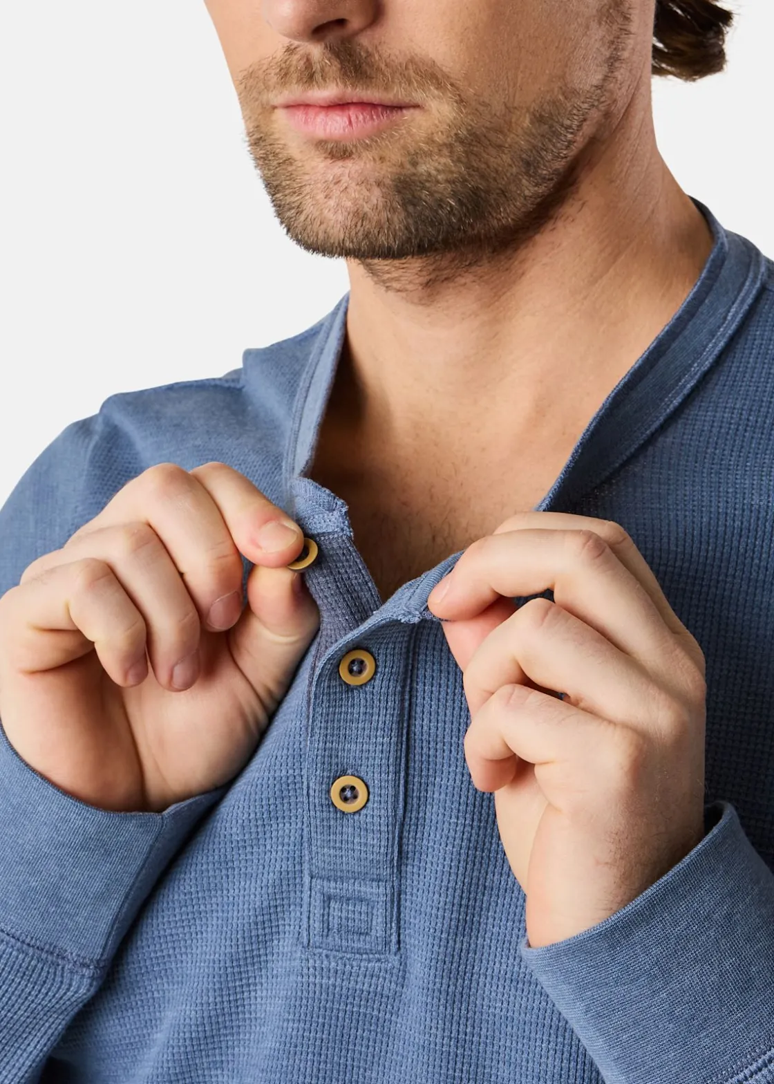 Discount Denim Factory Henley Shirt Denim Blue