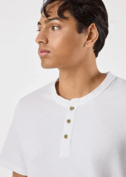 Sale Denim Factory Henley Tee White