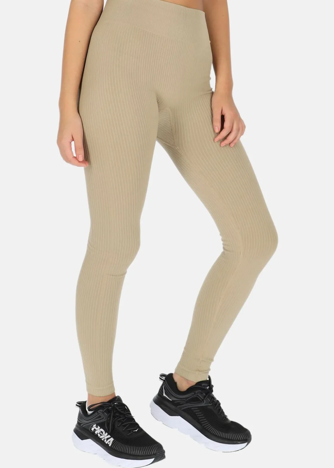 Best Ellen New York High Waist Rib Seamless Tights Cappuccino