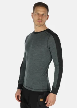 Hot Swedemount Himalaya Merino Wool Crewneck Olive Melange/Charcoal Melange