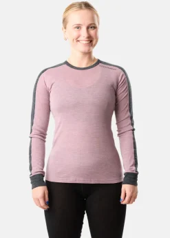 New Swedemount Himalaya Merino Wool Crewneck W Dusty Rose Melange/Charcoal Melange