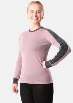 New Swedemount Himalaya Merino Wool Crewneck W Dusty Rose Melange/Charcoal Melange