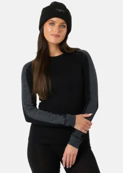 Swedemount Himalaya Merino Wool Crewneck W Black/Charcoal Melange