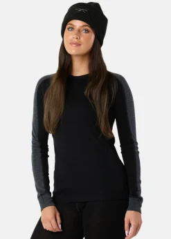 Swedemount Himalaya Merino Wool Crewneck W Black/Charcoal Melange