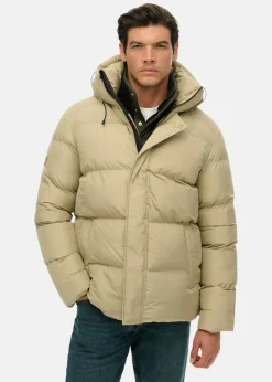 Discount Superdry HOODED 5 BAFFLE SPORTS PUFFER Winter Twig Beige