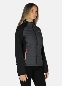 Swedemount Hooded Hybrid Jacket W Charcoal Melange/Dusty Rose