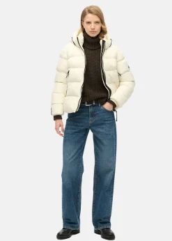 Discount Superdry Hooded Sports Puffer Jacket Off White