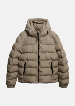 Outlet Superdry HOODED SPORTS PUFFER JACKET Winter Twig Beige