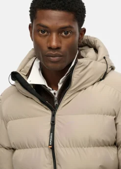 Outlet Superdry HOODED SPORTS PUFFER JACKET Winter Twig Beige