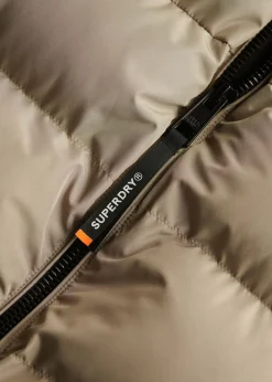 Outlet Superdry HOODED SPORTS PUFFER JACKET Winter Twig Beige