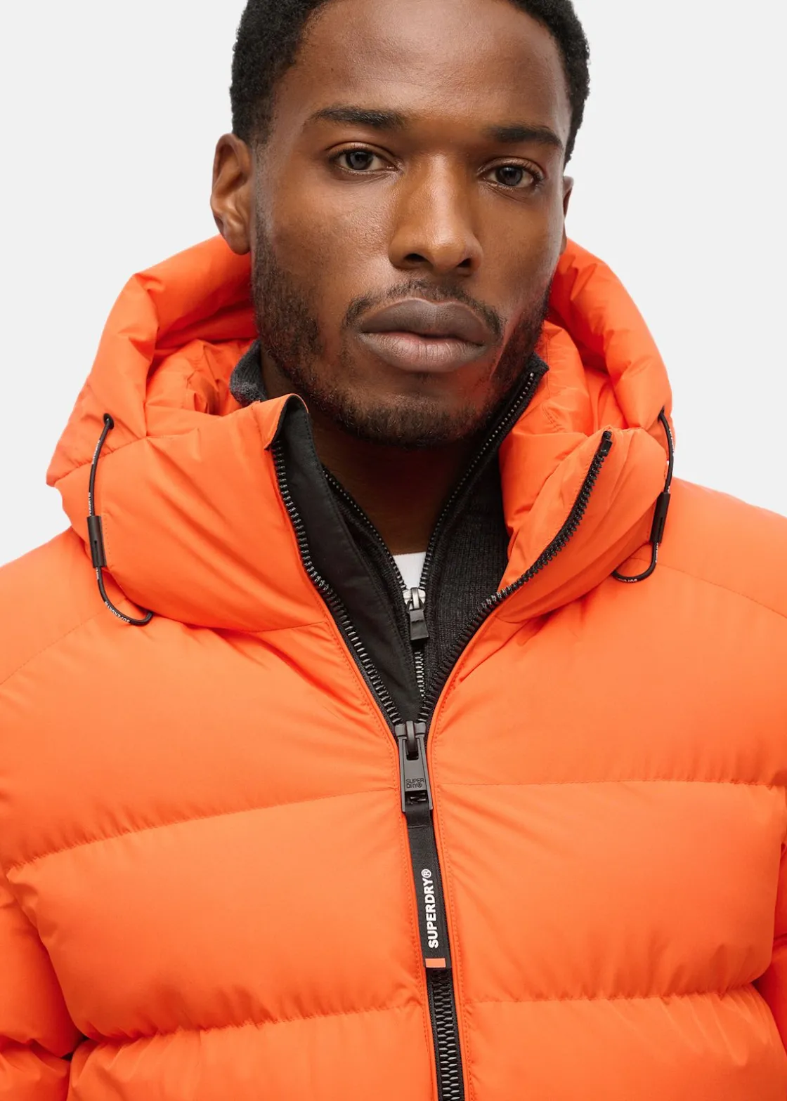 Sale Superdry HOODED SPORTS PUFFER JACKET Flame Orange