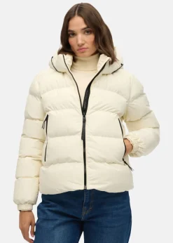 Clearance Superdry HOODED SPORTS PUFFER JACKET Off White