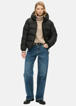 Sale Superdry Hooded Sports Puffer Jacket Black